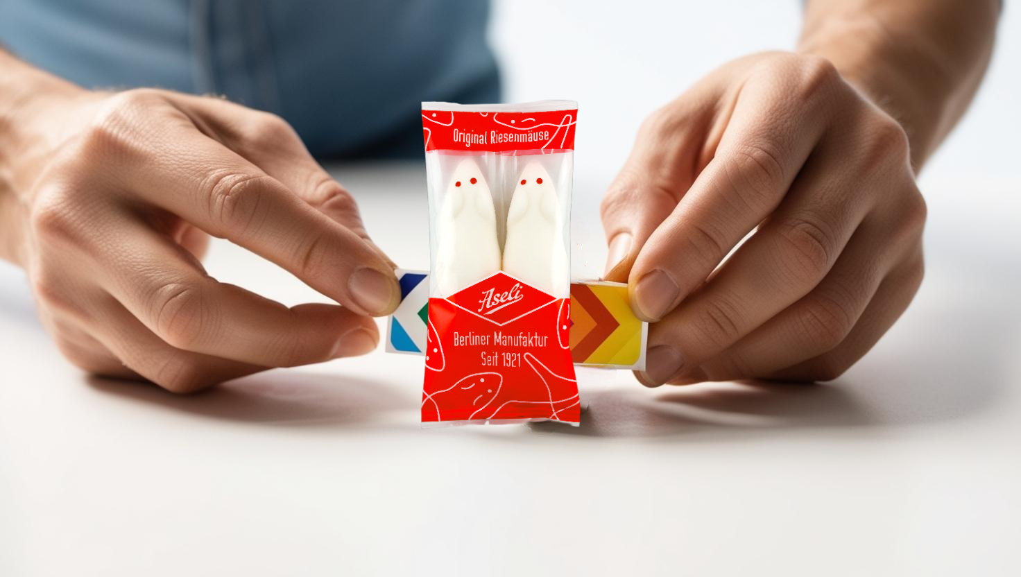 Riesenmäuse Duo mit Werbeetikett